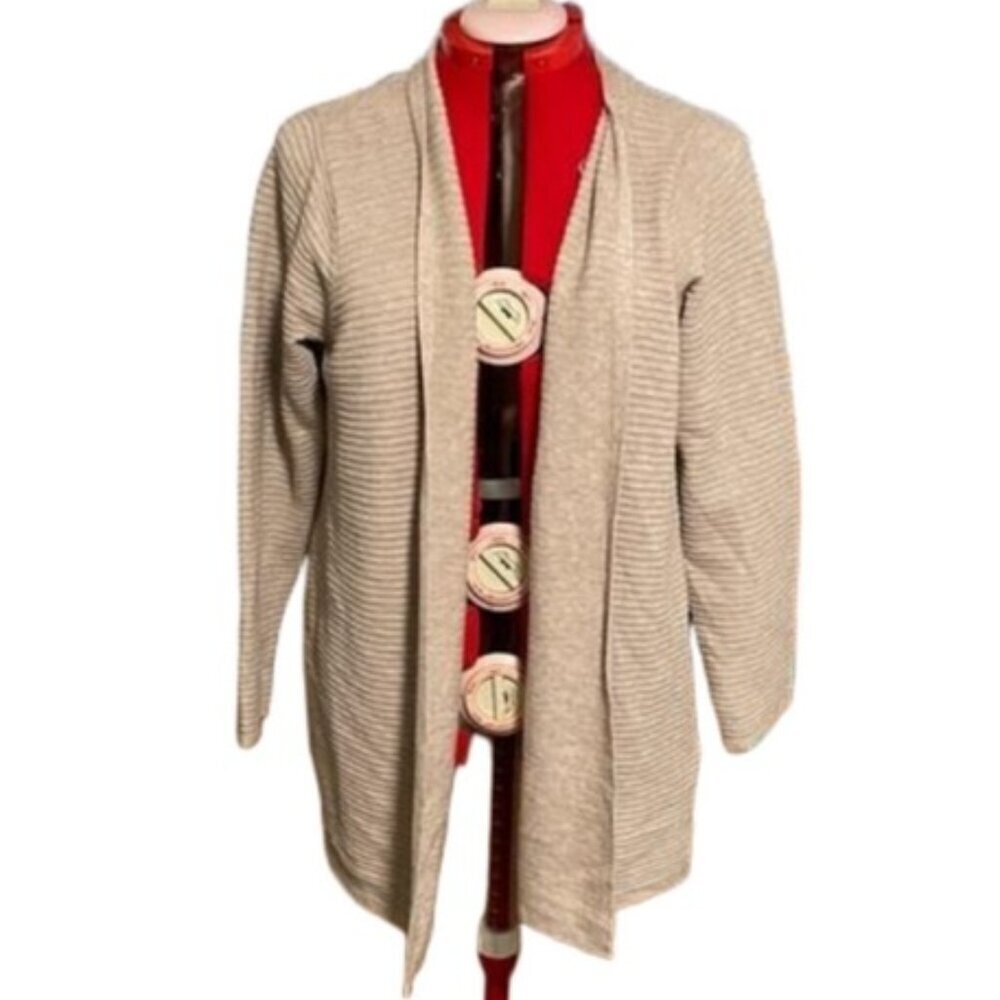Cyrus NWT Tan Ribbed Open Front Cardigan Plus Size 1X Cozy Minimalist Knit
